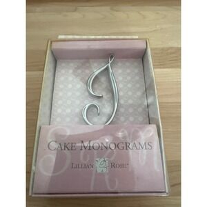 Lillian Rose Cake Monogram Letter J Silver Wedding Cake Topper Anniversary Decor